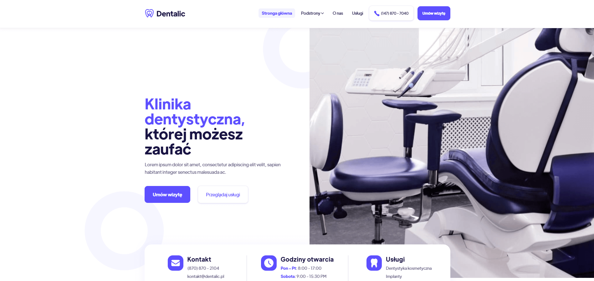 Projekt strony internetowej dla kliniki dnetystycznej w Rzeszowie