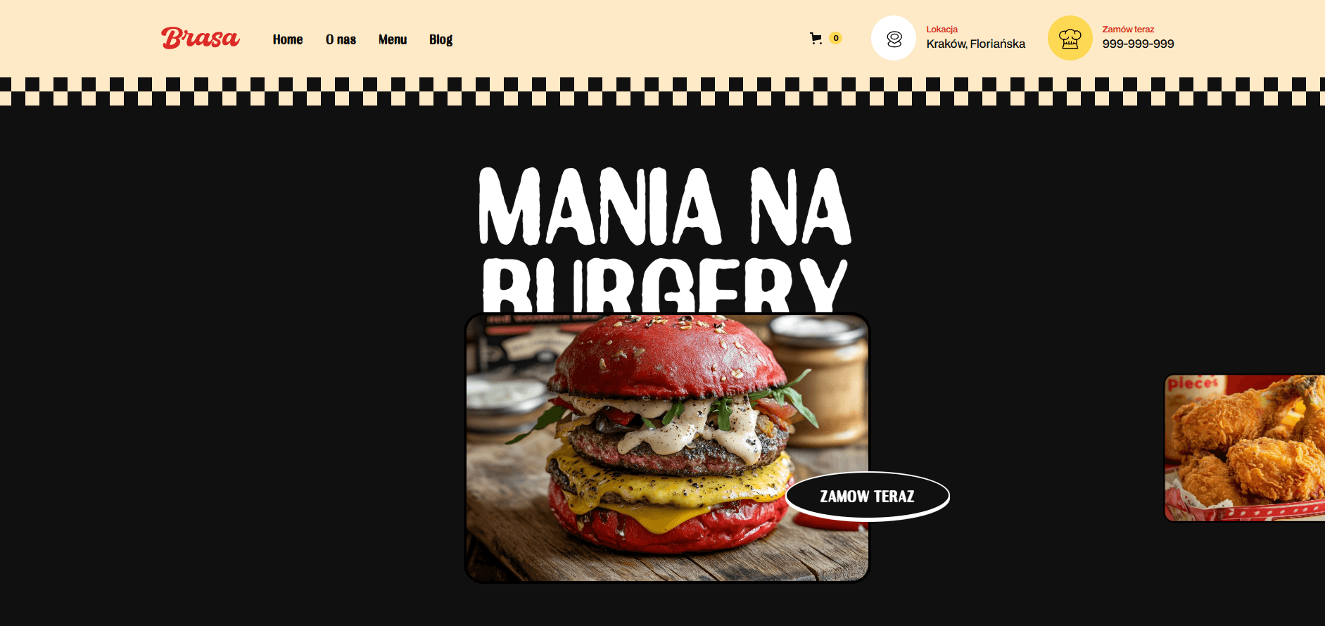 Projekt strony internetowej dla restauracji z burgerami w Rzeszowie